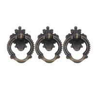 COHEALI 3pcs Vintage Retro Iron Ring Drawer Pulls Antique Solid Cabinet Handles with Screws for Kitchen Cupboard, Wardrobe, and Dresser Hardware Replacement