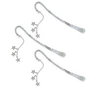 COHEALI 3pcs Vintage Silver Metal Bookmarks with Glow-in-the-Dark Star Tassels, Portable and Artistic Bookmarks for Journaling and Party Use
