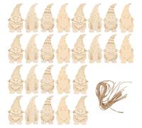 COHEALI 40Pcs Wooden Gnome Craft Blanks DIY Christmas Gnomes Hanging Ornaments Unfinished Wood Slices with Hole for Easy Hanging Home School Festive Decoration