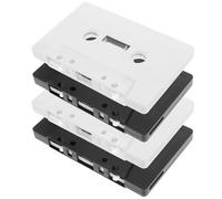 COHEALI 4pcs Blank Audio Cassette Tapes DIY Vintage Cassette Ornaments Hard Case Black and White Wall Decoration for Retro Party and Home Display