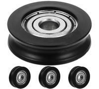 COHEALI 4pcs Heavy Duty U-Groove Pulley Roller Guide Wheel with Pom Material for Sliding Track Doors and Furniture, Wear Resistant Black U Type Wheel Suitable for Daily Life