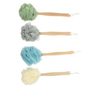 COHEALI 4pcs Nylon Back Scrubber Bath Brush with Long Handle for Shower and Dry Brushing, Body Exfoliator Brush that Improves Skin Health and Promotes Circulation