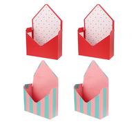 COHEALI 4pcs Portable Floral Envelope Boxes for Flower Bouquet Packaging, Elegant Paper Bouquet Boxes with Fashionable Striped Design, for Valentine’s Day and Flower Arrangements