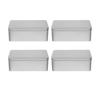 COHEALI 4Pcs Rectangular Tinplate Candy Container 18X9.8X6.5Cm Silver Metal Storage Box with Lid for Christmas Sweets Cookie Jar Craft Organizer Jewelry Holder