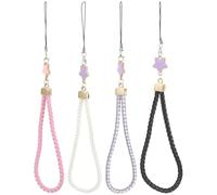 COHEALI 4Pcs Star Pendant Phone Lanyard Set, PU Leather Braided Wrist Strap for Mobile Phone, Camera and Keychain, Anti-Lost Hanging Rope Chain with Crystal Charm, Suitable Random Color
