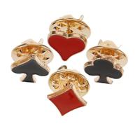 COHEALI 4pcs Women's Zinc Alloy Brooch Pins Playing Card Style Suit Lapel Pin Decor with Hearts Clubs Spades Diamonds Shapes, Fine Material and Versatile Style for Multioccasion Use
