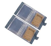 COHEALI 5-Inch PU Leather Seed Storage Binder with 2 Rings, Blue 2pcs with 100 Self-Sealing Envelopes for Garden Seed Organizer and Flower Vegetable Packet Keeper