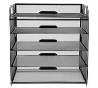 COHEALI 5-tier Mesh Desktop File Organizer Tray, Office Paper Tray Sorter for Desk, Letter Document Storage Shelf, Wire Mesh Paper Organizer for Home and Office