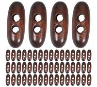 COHEALI 50pcs 3cm Wood Oval Double Hole Toggle Buttons for Sewing DIY Clothing Coats Sweaters Bags Hats, Brown Decorative Coat Closure Buttons for Crafting