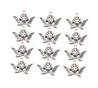 COHEALI 50PCS Antique Silver Alloy Angel Head Pendants DIY Jewelry Making Charms for Necklace Bracelet Craft Accessories Vintage Elf Portrait Design