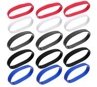 COHEALI 50pcs Blank Silicone Wristbands Bulk Set, Stretch Elastic Wrist Bands for Events, Festivals, Sports, and - Multi-Color Grey, White, Black, Navy, Red