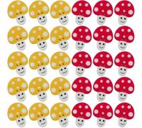 COHEALI 50Pcs Cartoon Painted Wooden Mushroom Buttons for Sewing DIY Crafts, 2-Hole Decorative Coat and Garment Buttons, Random Style Pack for Clothing and Hand-Made Projects