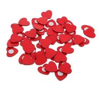 COHEALI 50pcs Heart Shaped Wooden Pieces Decorations Stickers for Wedding Party Romantic Lovely Red Wood Craft Supplies for Valentine Card Making