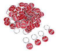 COHEALI 50pcs Red Numbered Key Tags Made of Lightweight Aluminium Alloy with Ergonomic Shape for Easy Identification and Organizing Keys and Coat Room Hangers at Ticketed Events and Cafes