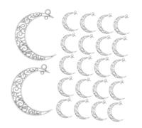 COHEALI 50pcs Vintage Crescent Moon Dangle Charms for Jewelry Making Hollow Celestial Pendants in Bright Silver Alloy for DIY Necklaces Bracelets Earrings Crafting