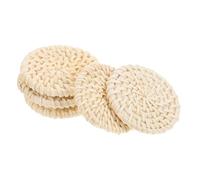 COHEALI 5pcs Bohemian Rattan Circle Charms Solid Round Pendants Handwoven Beige DIY Jewelry Making Accessories for Earrings and Necklaces