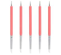 COHEALI 5pcs Nail Art Dotting Tools UV Gel Dotting Drawing Pen Acrylic Metal Silicone Double Head Fine Detail Clay Painting for Home Nail Art Works