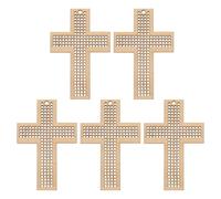 COHEALI 5pcs Portable Cross-Stitch Wood Chips DIY Cross Stitch Plate Ready to Stain and Sculpture Wood Mini Board for Creative Handmade Craft Work