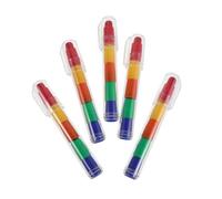 COHEALI 5pcs Stackable Rainbow Crayons with Thick Plastic Body, No Smudging and Breakage Prevention, Fun Chunky Colouring Crayons for Craft Cards and Party Favour Gifts