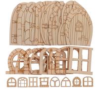 COHEALI 64pcs Mini Wooden Fairy Door Unpainted for DIY Craft, Easy to Paint Micro Landscape Decoration, Khaki Wooden Fairy House Door for Micro Landscape Photography and Garden Accessories