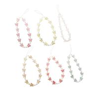 COHEALI 6pcs Beaded Phone Charm Strap with Butterfly Pendant, Plastic and Resin Material, Sweet Beaded Design for Mobile Phone and Handbag Decoration on Occasions