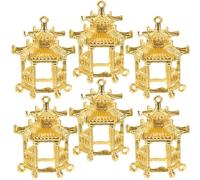 COHEALI 6pcs Golden Alloy Pavilion Shape Jewelry Pendants Lightweight DIY Making Charms for Necklace and Bracelet Christmas Accessories