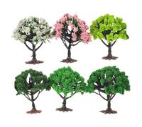 COHEALI 6pcs Miniature Trees for Railroad Scenery with Realistic Detailing and Stable Plastic Base, for Sand Table Layout and Micro Landscape Model Accessories, 8x8x3cm Each