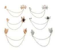 COHEALI 6pcs Retro Crown Tassel Cardigan Sweater Clips for Men and Women, Alloy Material Decorative Clothing Fasteners for Work and Social Events