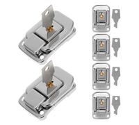 COHEALI 6pcs Suitcase Toggle Catch Locks with Keys, Metal Briefcase Latch Clasps for Luggage Boxes, Silver Hasp Closure Buckles for Travel Cases and Suitcase Security