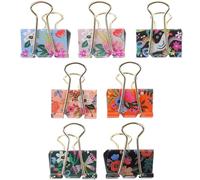 COHEALI 7pcs Printed Long Tail Clips Mini Binder Clips Black and Silver Handles for Bills Storage for Paperwork