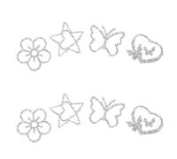 COHEALI 8pcs Rhinestone Applique Star Clothing Patches Butterfly Embellishments Self-Adhesive Heart Patches Creative DIY Design Bling Silver Fabric for Party and Stage Events