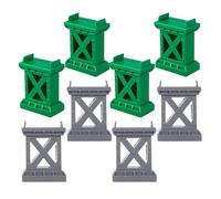 COHEALI 8Pcs Train Bridge Supports Set Grey and Green Stackable Railway Bridge Piers for Model Trains for Pretend Railway Track Building