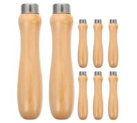 COHEALI 8pcs Wood File Handle Grip with 5mm Inner Diameter, Ergonomic Wooden Handles with Polished Splinter-Free Surface and Metal Collars, Comfortable Grip for Home and Metalworking DIY