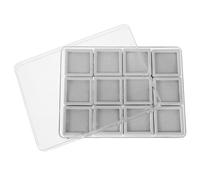 COHEALI Acrylic Gemstone Organizer Box Easy Open and Close with Lid and Sponge Insert, 12 Grids Plastic Storage Case for Rings Faces and Beads for Travel and Office Desk Organization
