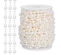 COHEALI Artificial Pearl Beads String Chain for Wedding Decorations and Crafts, Sturdy Plastic round Beaded Garland, Easy to Cut Beige Pearl Trim for DIY Projects and Clothing Accessories