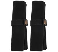COHEALI Black Canvas Pencil Roll Case with 5 Slots, 2pcs Set