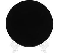 COHEALI Black Obsidian Scrying Mirror - Round Plate Feng Shui Mirror Home Desk Decor Divination Meditation Healing Scrying Mirror