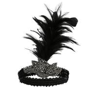 COHEALI Black Sequin Flapper Headband Hair Decoration Hair Accessory with Faux Plume and Crystal Beads Elegant 1920s Style for Women Suitable for Special Day and Dance
