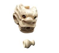 COHEALI Boxwood Dragon Head Loose Beads Three-Way Connector Wooden Pendant Charm DIY Jewelry Making Accessories for Bracelets and Keychains, Light Yellow
