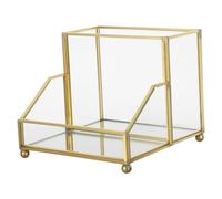 COHEALI Business Card Holder Elegant Gold Frame Design Glass Iron Material Name Card Storage Box Business Meetings Table Use Efficient Networking Solution