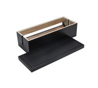 COHEALI Cable Storage Box Charging Cable Box Winder Solid Wood Material Open Lid Design Slotted Design Socket Protection Home Power Storage Black