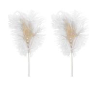 COHEALI Cake Decor Baking DIY Toppers 2pcs White Ostrich Feather Plugin Safe to Use for Birthday Decorating