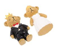 COHEALI Cake Topper 2pcs Resin Bear Couple Figurine Featuring 25th Wedding Anniversary Charming Bride and Groom Figurines and Wedding Decor Engagement Celebrations