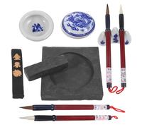 COHEALI Chinese Calligraphy Set for Beginners Adults Four Treasures of the Study with 4 Calligraphy Brushes 2 Ink Strips Ceramic Inkstone Inkstone and Brush Rest Office Gift Kit with Storage Box