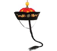 COHEALI Chinese Hat with Braids Oriental Hat Chinese Emperor Costume Traditional Mandarin Samurai Cosplay Props