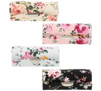 COHEALI Cloth Lipstick Holder with Mirror Button Closure Design Prevents Mess Portable 4 Pcs Lipstick Organizer Bag for Ladies Tiny Floral Prints Cosmetic Storage Case for Travel