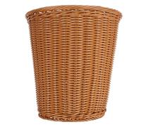 COHEALI Compact and Sturdy Rattan Bin with Lid Made of Plastic in Imitated Rattan Style, Trash Can for Bedroom Storage with Elegant and Simple Design