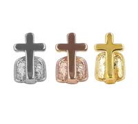 COHEALI Copper Grills Cross Shaped 3pcs Fake Canine Teeth Hip-hop
