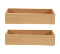 COHEALI Craft Organizer Box 2pcs Bamboo Khaki Storage Box No Lid with Ample Space for Home and On-the-go Use