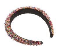 COHEALI Delicate Women Headdress Red Headband Beads and Imitation Crystal Material, Hair Accessory at Parties and Photo Props